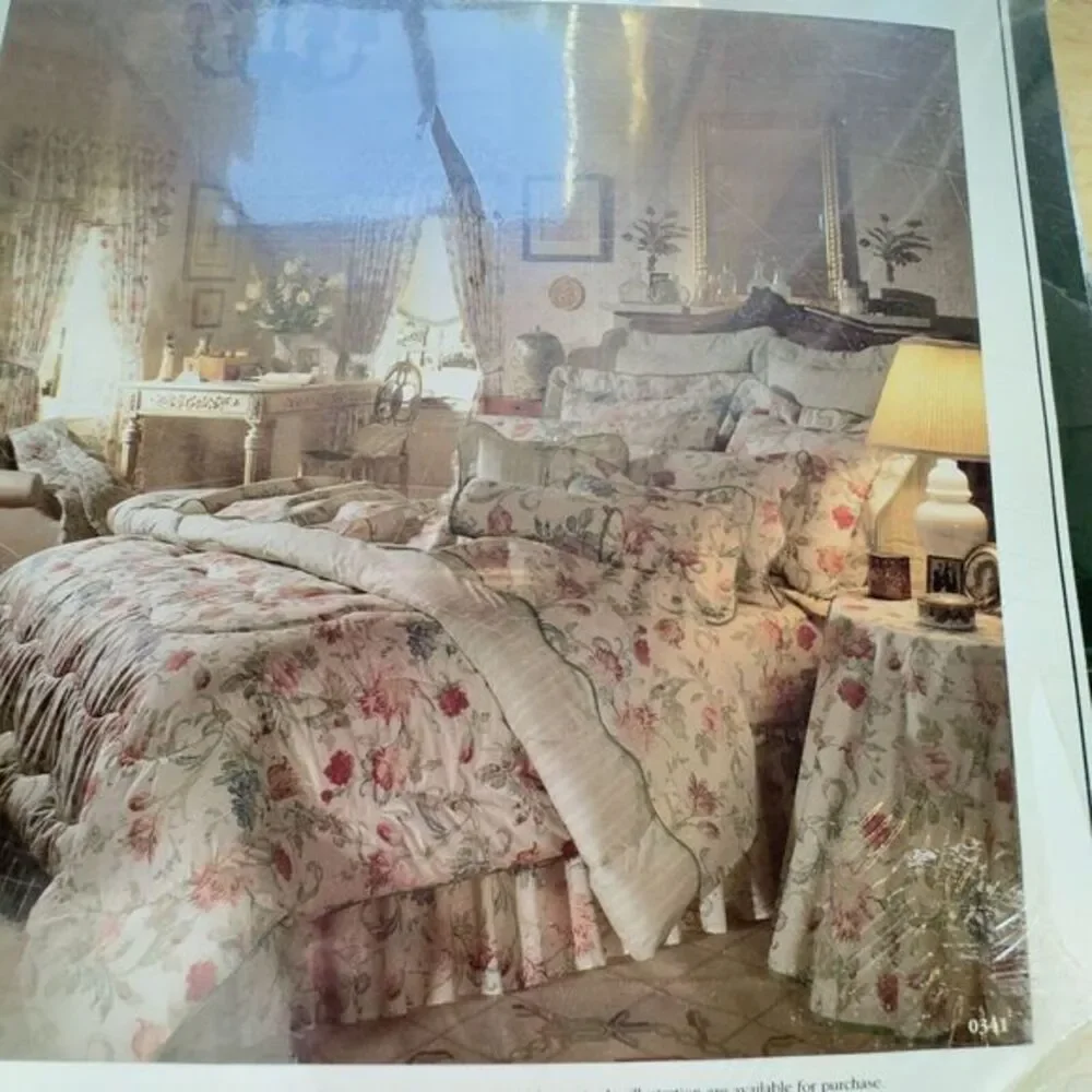 VTG Laura Ashley‎ Rosalind Rose Scalloped Edge TWIN Flat Sheet NEW Old Stock